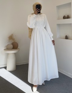 7863 elvina elbise - Beyaz