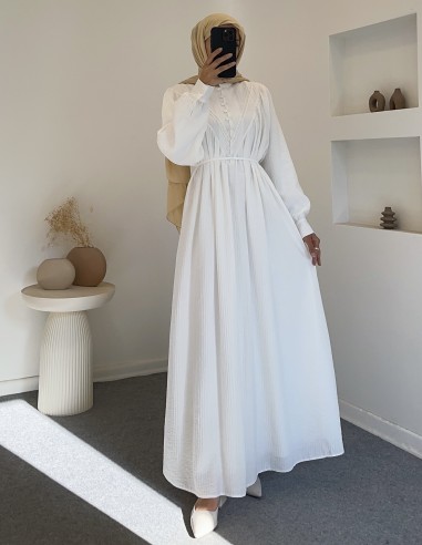 7863 elvina elbise - Beyaz