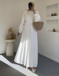 7863 elvina elbise - Beyaz 2