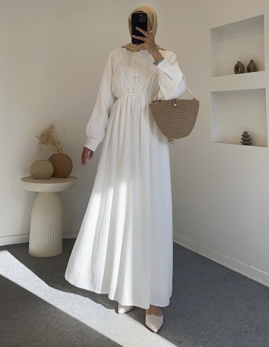 7863 elvina elbise - Beyaz