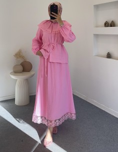 2723 güpür detay takım -Pembe