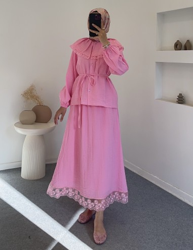 2723 güpür detay takım -Pembe