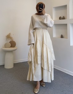 1001 nakışlı etek -Bej