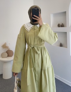 3064 bebe yaka elbise - yeşil 2