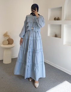 6594 güpürlü elbise - mavi