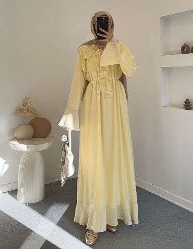 6003 kolları geniş fırfırlı elbise -...