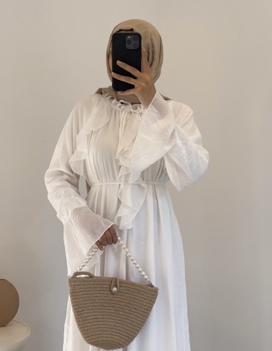 6003 kolları geniş fırfırlı elbise -...