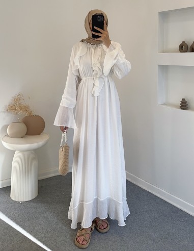 6003 kolları geniş fırfırlı elbise -...