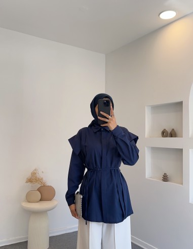 4779 omuz detay gömlek - lacivert