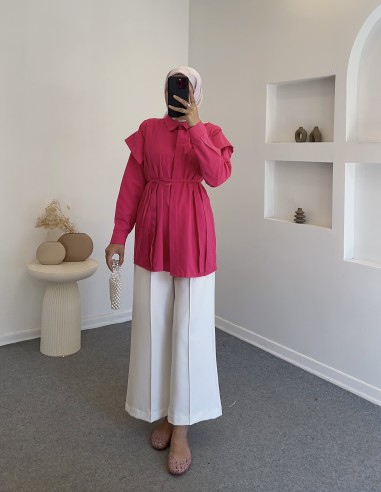 4779 omuz detay gömlek - Pembe