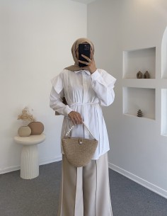 4779 omuz detay gömlek - Beyaz