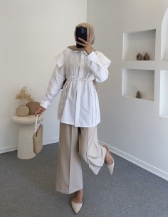 4779 omuz detay gömlek - Beyaz 2