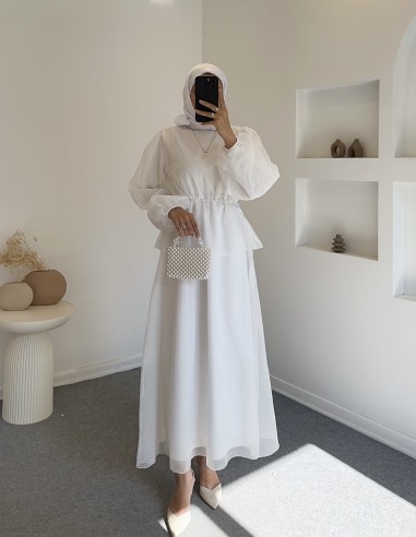 9249 lia belden sıkmalı tül elbise -...