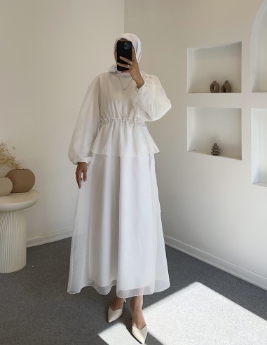 9249 lia belden sıkmalı tül elbise -...