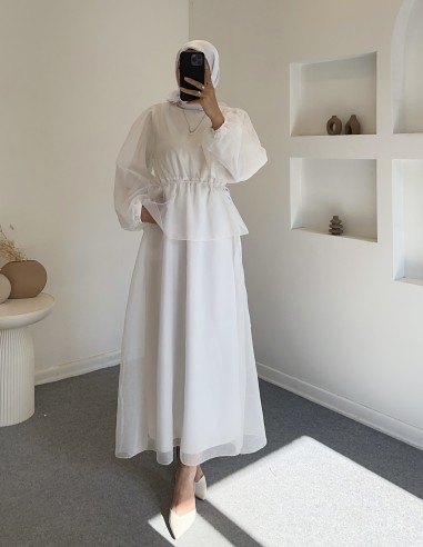 9249 lia belden sıkmalı tül elbise -...