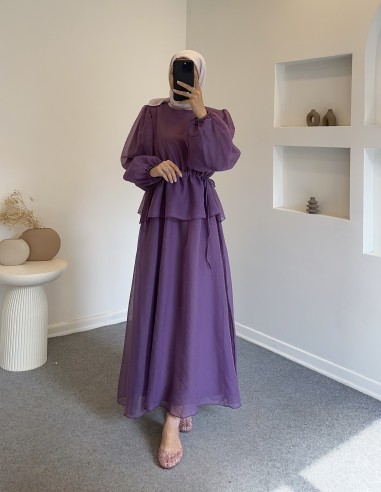 9249 lia belden sıkmalı tül elbise -...