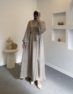 6105 saten elbise -vizon