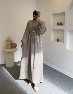 6105 saten elbise -vizon 2