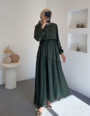 4867 Flora elbise - yeşil