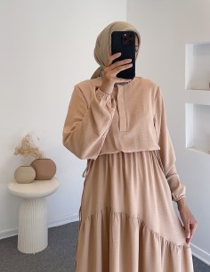 4867 Flora elbise - Bej 2