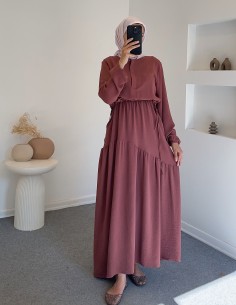 4867 Flora elbise - Gül kurusu