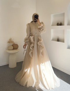 4683 kuğu elbise -bej 2