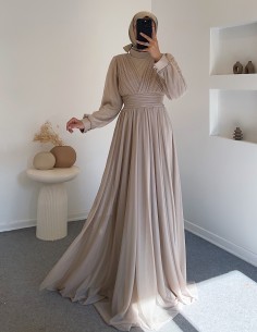 4632 nefes elbise - vizon