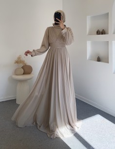 4632 nefes elbise - vizon 2