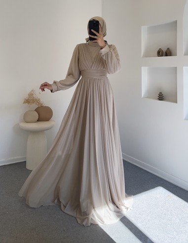 4632 nefes elbise - vizon