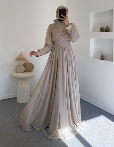 4632 nefes elbise - vizon