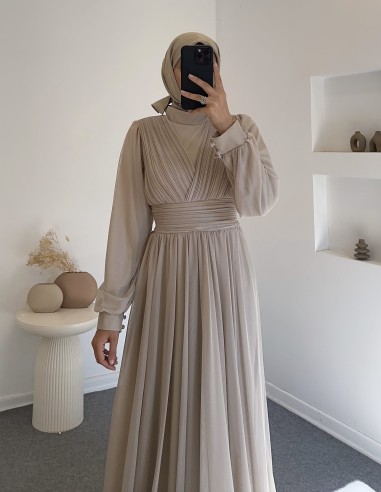 4632 nefes elbise - vizon