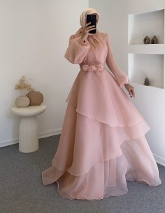 4744 abiye elbise - pudra... 2