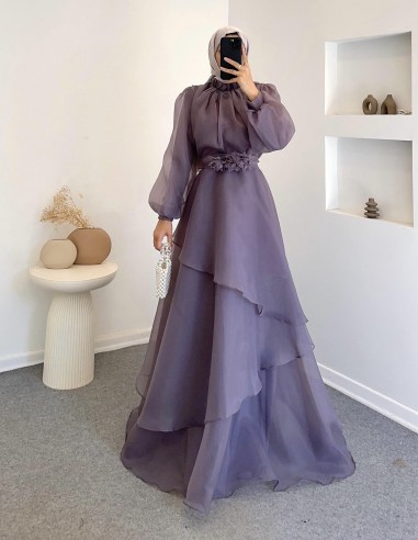 4744 abiye elbise lila