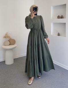 4653 müslin elbise - Yeşil