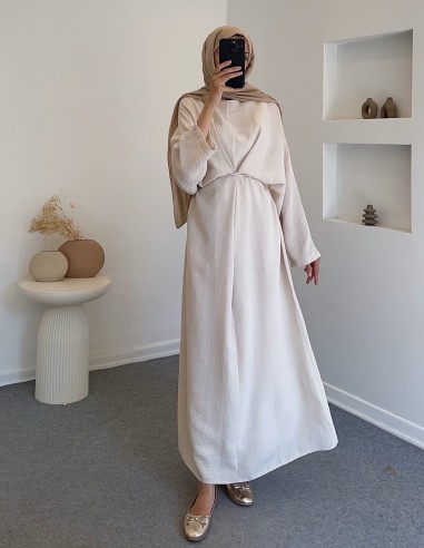 61596 yarasa kol elbise - taş