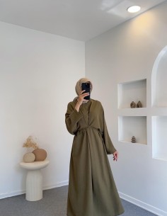 61596 yarasa kol elbise -Yeşil 2