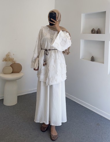 8865 kimono ikili takım -Beyaz