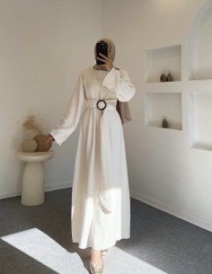 51530 keten elbise - taş