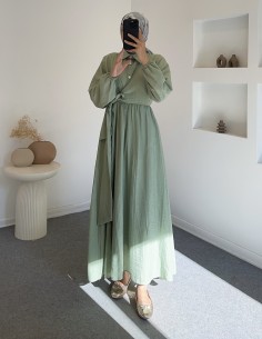 6090 bağlamalı elbise - Yeşil