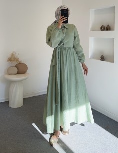 6090 bağlamalı elbise - Yeşil 2