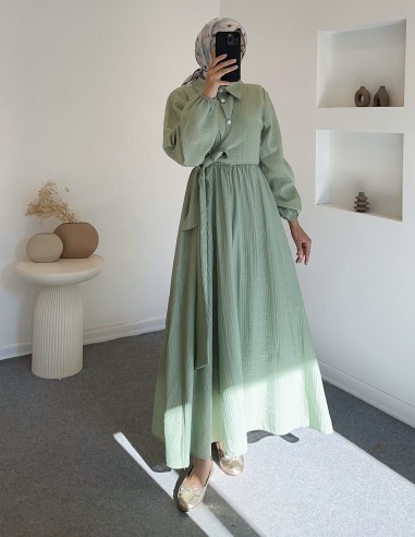 6090 bağlamalı elbise - Yeşil