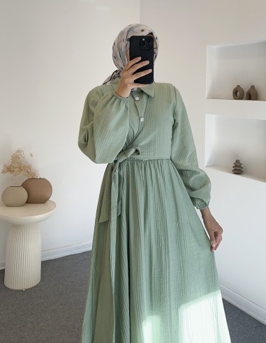 6090 bağlamalı elbise - Yeşil