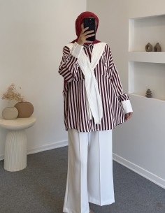 8752 yaka detay gömlek-Bordo 2