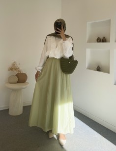 D29062 pamuklu etek - yeşil