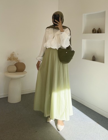 D29062 pamuklu etek - yeşil