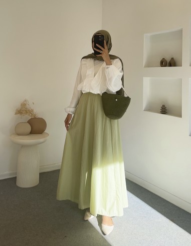 D29062 pamuklu etek - yeşil