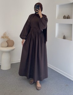 25169 nervürlü elbise -...