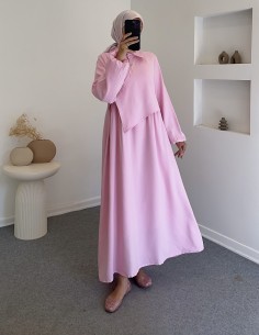 6104 ela elbise -Pembe