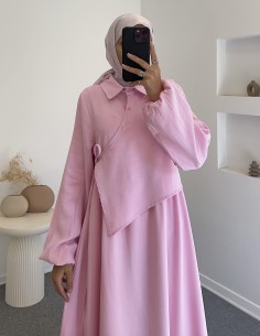 6104 ela elbise -Pembe 2