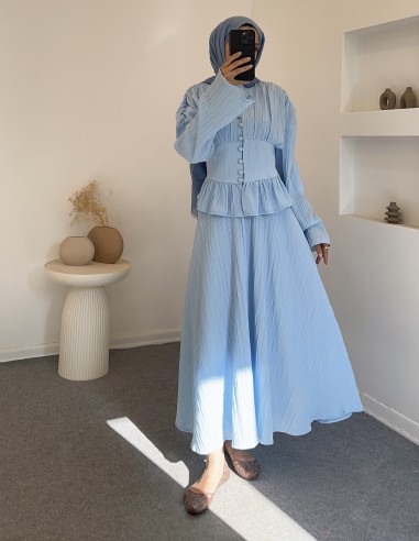 3068 omuz büzgülü takım- Mavi